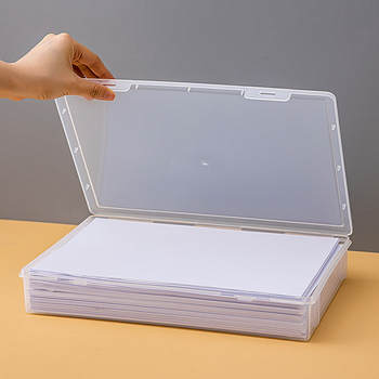 Irodai tároló doboz fedéllel, átlátszó PP műanyagból, modell 3680, 2 L kapacitás, mérnöki rajzok rendezésére