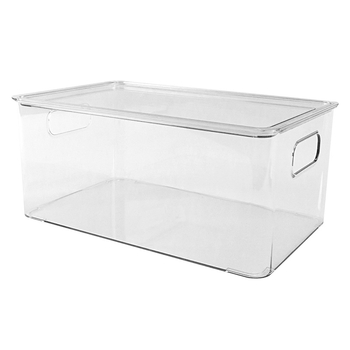 Stolna PET kutija za pohranu s poklopcem – prozirna, 10 L, slaganje