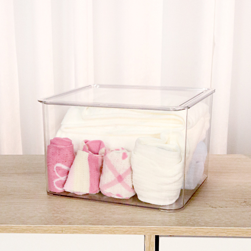 Stolna PET kutija za pohranu s poklopcem – prozirna, 10 L, slaganje