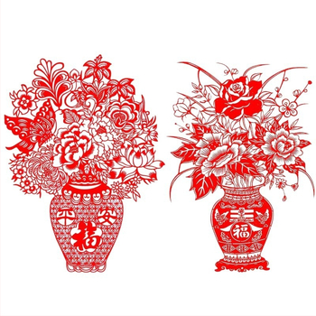 Okno kvet Yuyuxuan, papierové výrezy na flokovanej látke, balenie Opp bag