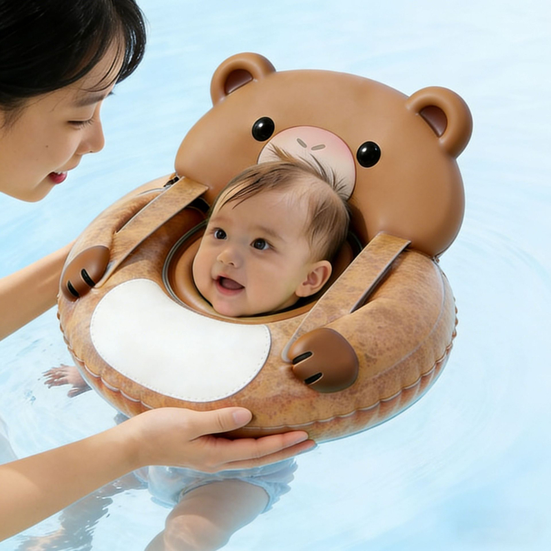 Baba nyakúszó gyűrű, állatmintás PVC, kézi felfújás, 0-3 éves és 3-6 éves korosztály