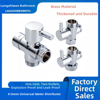 Meďný sprchový rozdeľovač - 1 vstup, 2 výstupy, spojenie 4/6 bodov, vysoký prietok, trojcestný sprchový doplnok