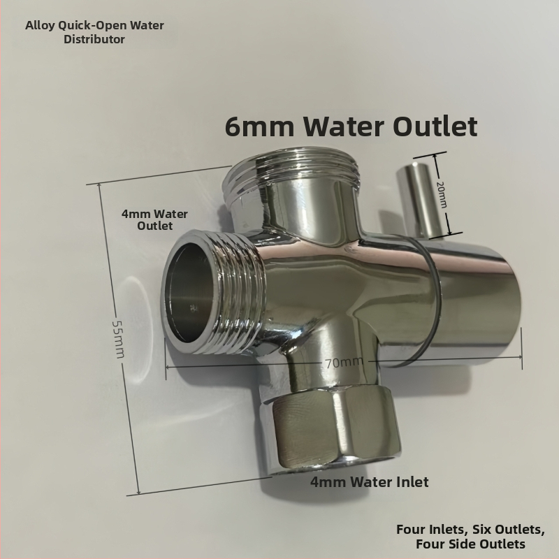 Meďný sprchový rozdeľovač - 1 vstup, 2 výstupy, spojenie 4/6 bodov, vysoký prietok, trojcestný sprchový doplnok