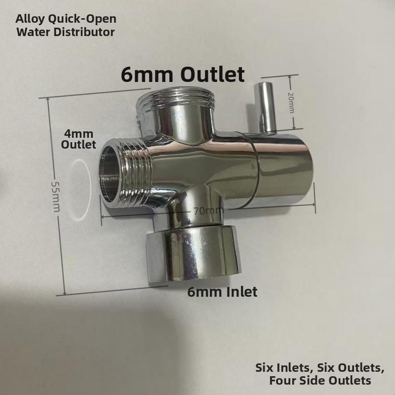 Meďný sprchový rozdeľovač - 1 vstup, 2 výstupy, spojenie 4/6 bodov, vysoký prietok, trojcestný sprchový doplnok