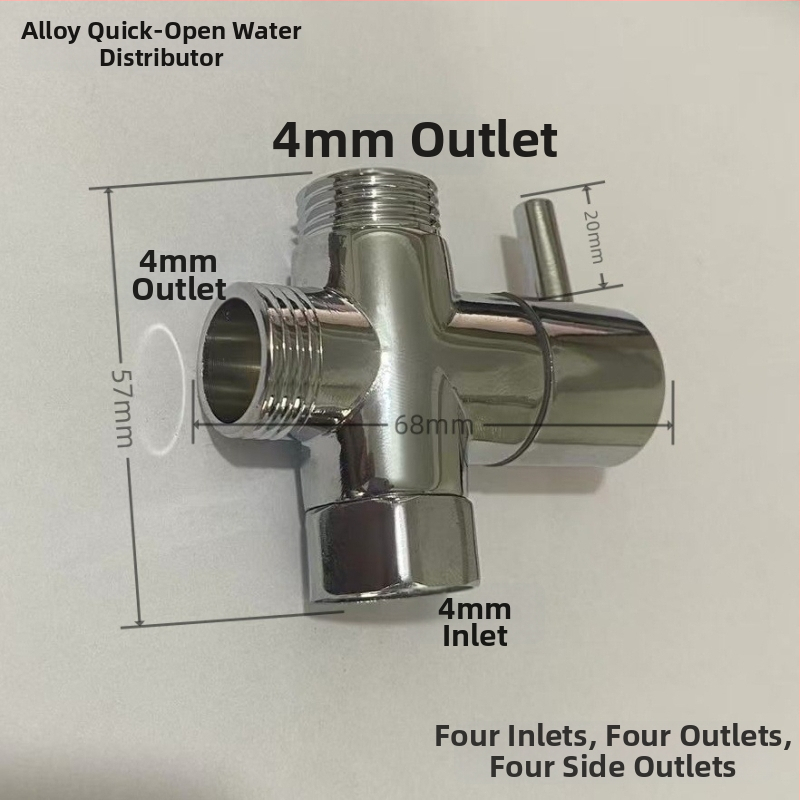Meďný sprchový rozdeľovač - 1 vstup, 2 výstupy, spojenie 4/6 bodov, vysoký prietok, trojcestný sprchový doplnok