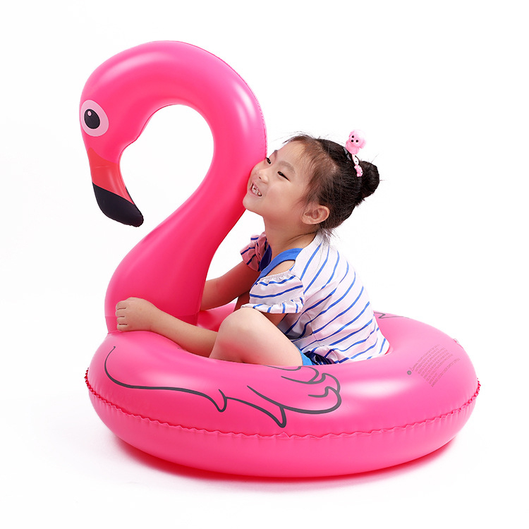 PVC napuhljivi plivački prsten s flamingom – crtani dizajn, za bazen, jezero, rijeku i more