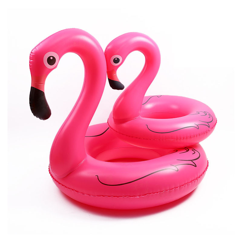 PVC napuhljivi plivački prsten s flamingom – crtani dizajn, za bazen, jezero, rijeku i more