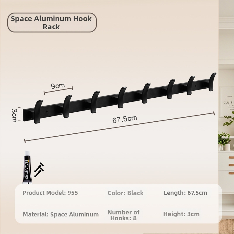 Nástenný vešiak do kúpeľne a chodby, model 955, materiál: space aluminum, povrchová úprava: electroplating, štýl: moderný minimalizmus