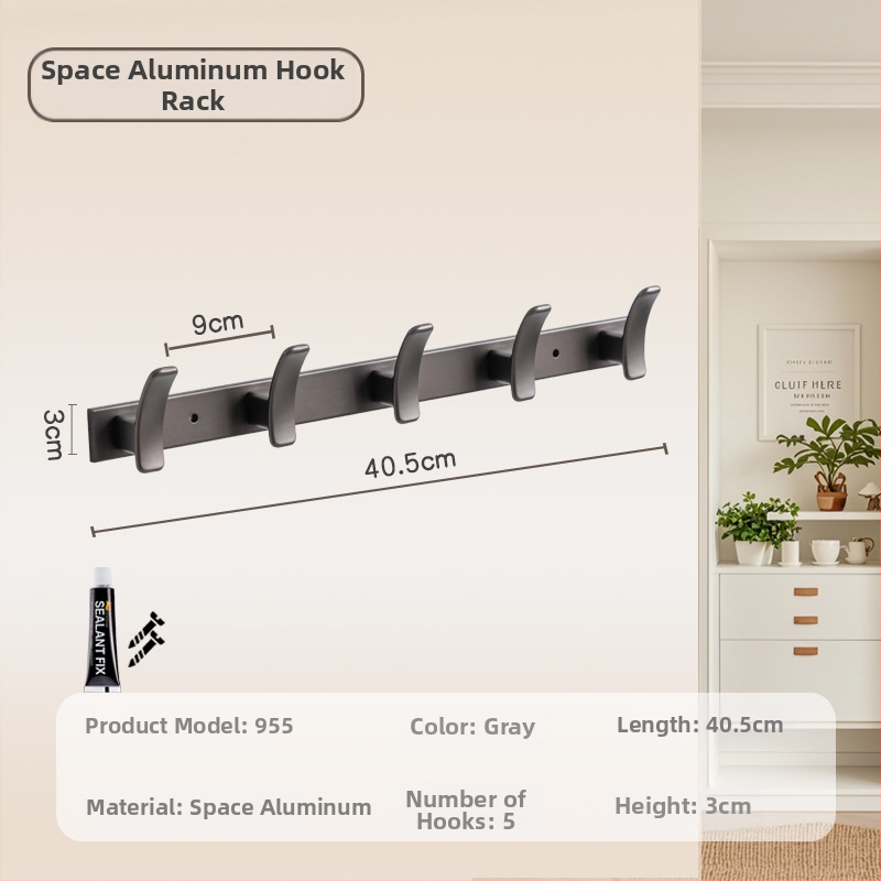 Nástenný vešiak do kúpeľne a chodby, model 955, materiál: space aluminum, povrchová úprava: electroplating, štýl: moderný minimalizmus