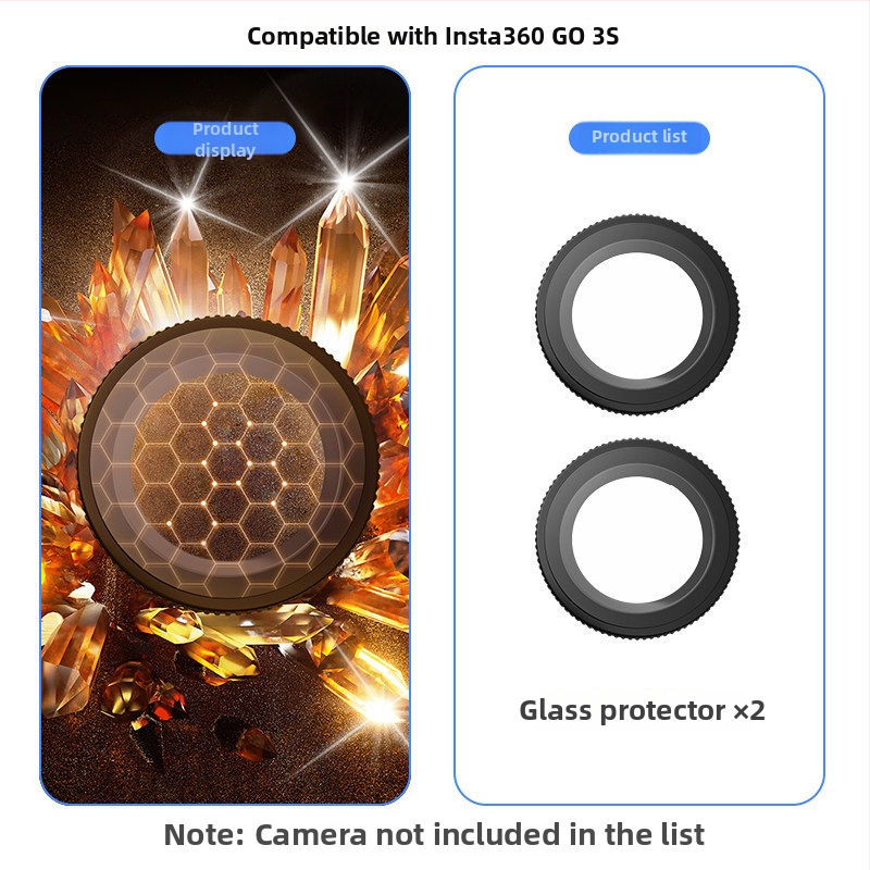 Protecție lentile din sticlă optică pentru Insta360 GO3S/go3 – Compatibil cu Insta360 GO3S/go3, Sticlă optic, Model Insta360 GO3S/go3, Prelucrare OEM, În stoc