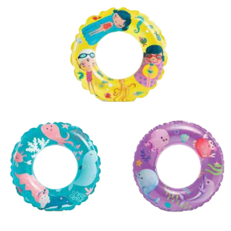 INTEX 59242 Prozirni dječji napuhivi plivački prsten, PVC, debljina 0,18 mm, uzorak životinja