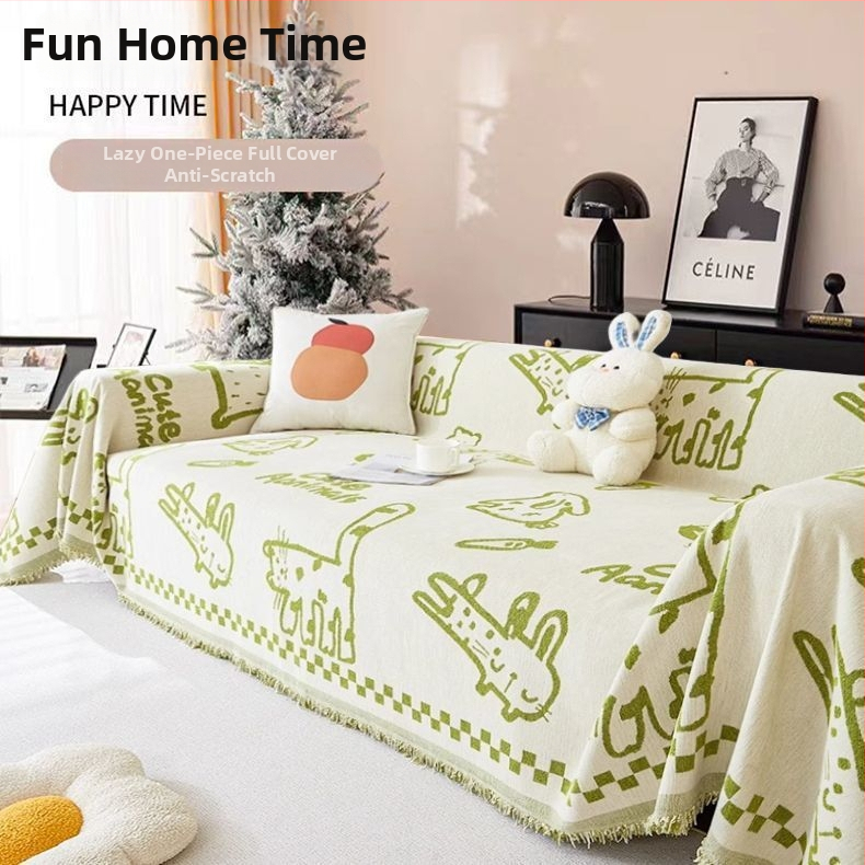 Povlak na sedací vankúš, Chenille, INS štýl, karikatúrny vzor, jednovrstvý dizajn, celoročné použitie