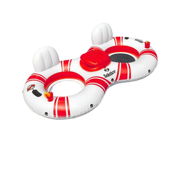 Felfújható 8-as alakú dupla gyűrű medence úszó hálós hátfallal, PVC anyag, termékkód INFTOY, testreszabás elérhető