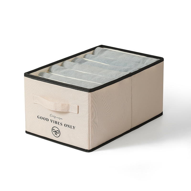 Ruhatároló doboz – összecsukható, rekeszes, egymásra tehető, Oxford anyagból, 45 L kapacitás, 25 darabos készlet