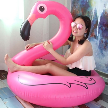 Nafukljivi plivački prsten s flamingom za odrasle, debeli PVC 0,25 mm, siguran za plivanje i hodanje po plićaku