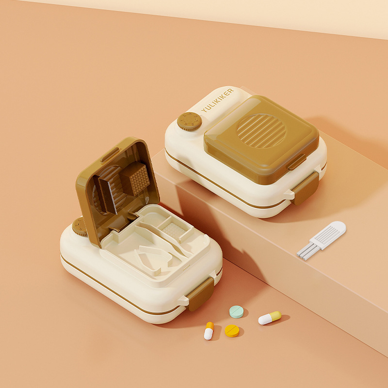 YULIKIKER M5680 tablettatartó – ABS műanyag, 7 rekesz, porálló, osztókkal, fedél