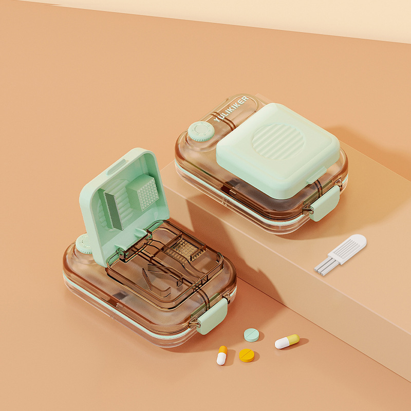 YULIKIKER M5680 tablettatartó – ABS műanyag, 7 rekesz, porálló, osztókkal, fedél