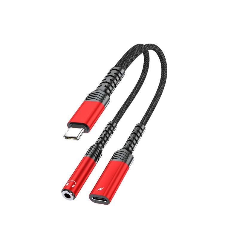 Adaptor audio Type-C la 3,5 mm, splitter cu 2 porturi, cablu 2-în-1, compatibil cu dispozitive Huawei și Apple