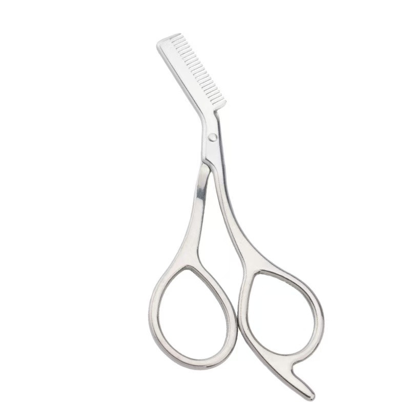 Двуфункционални ножици за вежди, стоманени, инструмент за красота с подстригване на вежди и гребен, модел DZ-MS072, тегло 17.2–24.1 g