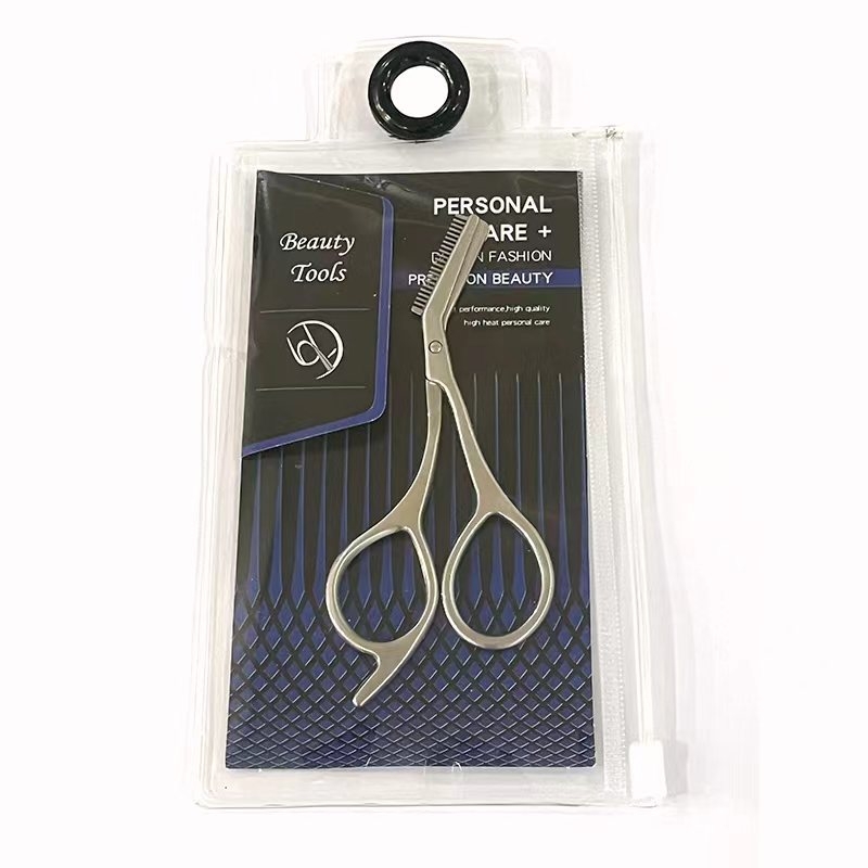 Двуфункционални ножици за вежди, стоманени, инструмент за красота с подстригване на вежди и гребен, модел DZ-MS072, тегло 17.2–24.1 g