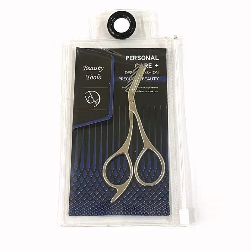 Двуфункционални ножици за вежди, стоманени, инструмент за красота с подстригване на вежди и гребен, модел DZ-MS072, тегло 17.2–24.1 g