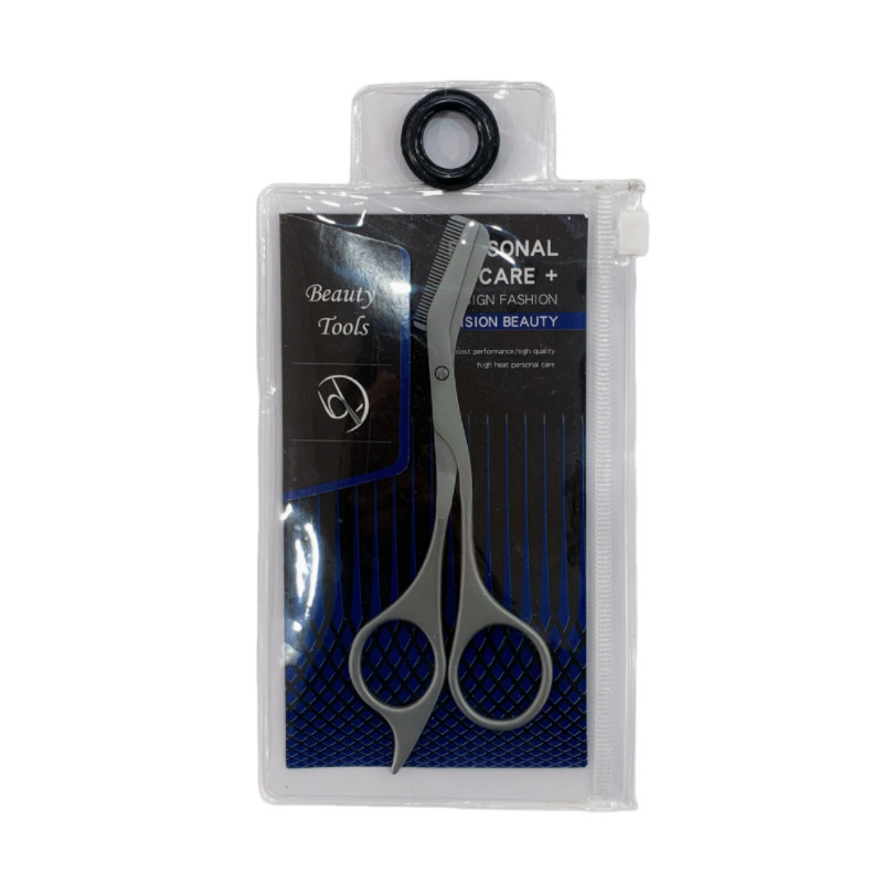 Двуфункционални ножици за вежди, стоманени, инструмент за красота с подстригване на вежди и гребен, модел DZ-MS072, тегло 17.2–24.1 g