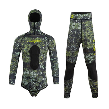 DIVESTAR 3mm ronilački wetsuit set, unisex, split dizajn, kamuflažni neopren za toplinu