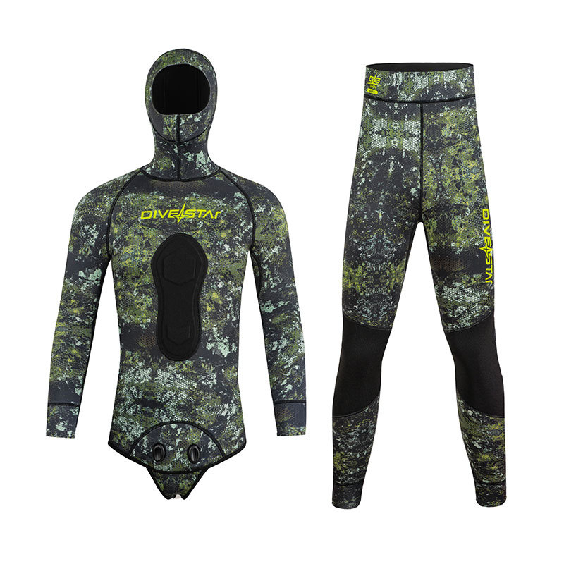 DIVESTAR 3mm ronilački wetsuit set, unisex, split dizajn, kamuflažni neopren za toplinu