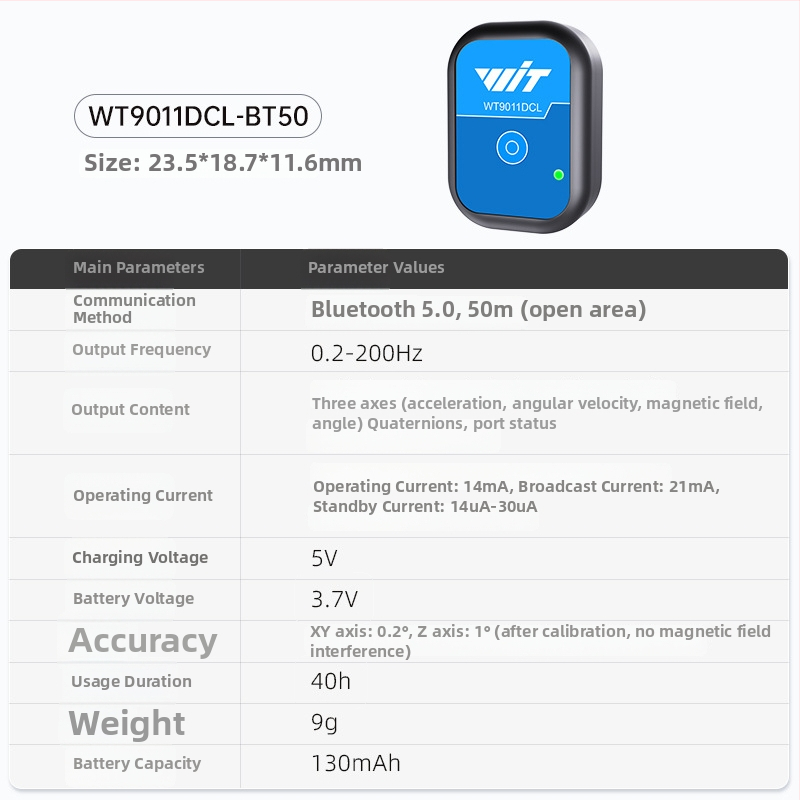 BLE 5.0 Senzor naklonenia: akcelerometer, gyroskop, magnetometer