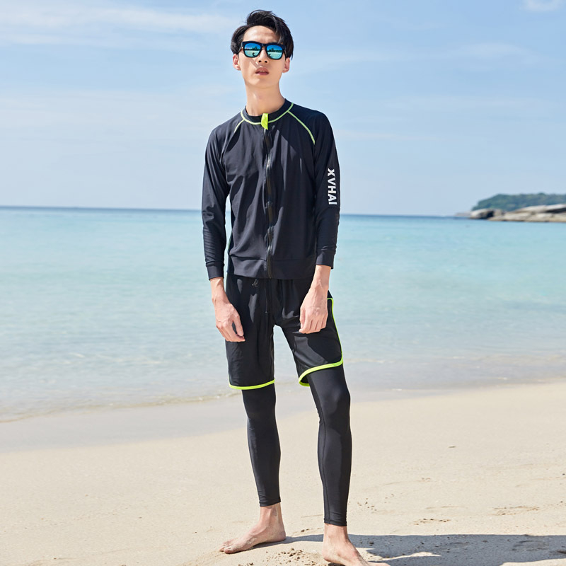 Muški odvojeni plivački kostim s dugim rukavima i dugim hlačama • spandeks • prozračan • jednofarbni uzorak • za ronjenje