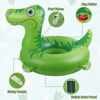 Nafukljivi svjetleći dinosaurus plivački prsten za odrasle, izrađen od ekološki prihvatljivog PVC-a, debljina 0.25 mm, uz print dizajn, pogodan za plivanje i hodanje u vodi