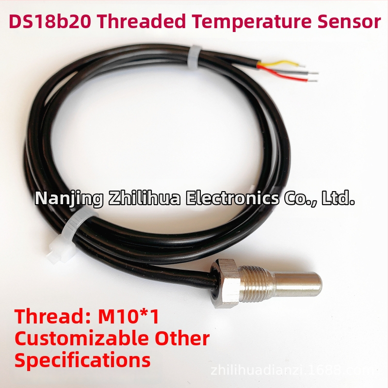 DS18B20 vodotesný digitálny senzor teploty s G1/2 závitom, nerezová sonda M10, montáž 6x50mm