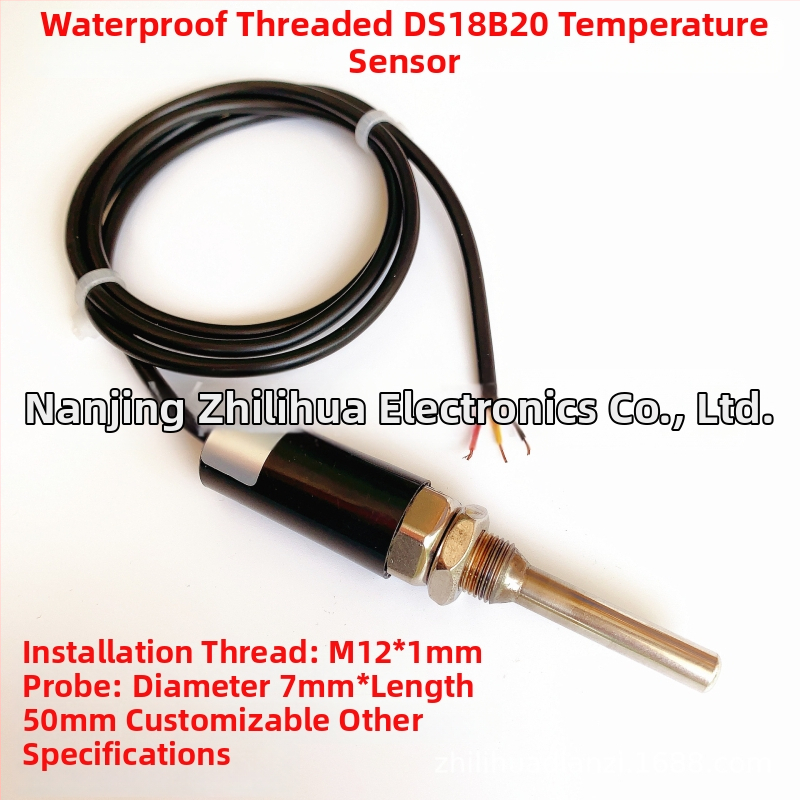 DS18B20 vodotesný digitálny senzor teploty s G1/2 závitom, nerezová sonda M10, montáž 6x50mm