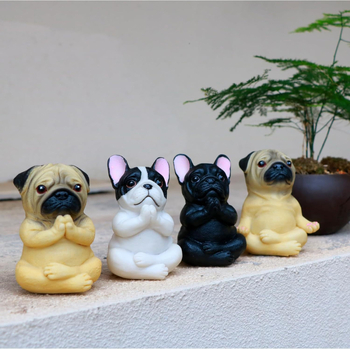 Statuetă din rășină: câine meditativ, decor pentru casă, birou sau mașină, stil desen animat