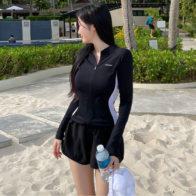 Ženski dugački rukav trodijelni kupaći set za plivanje i vodene sportove, 82% najlon, podstava od poliestera 95%, s umetcima za grudi, bez žice