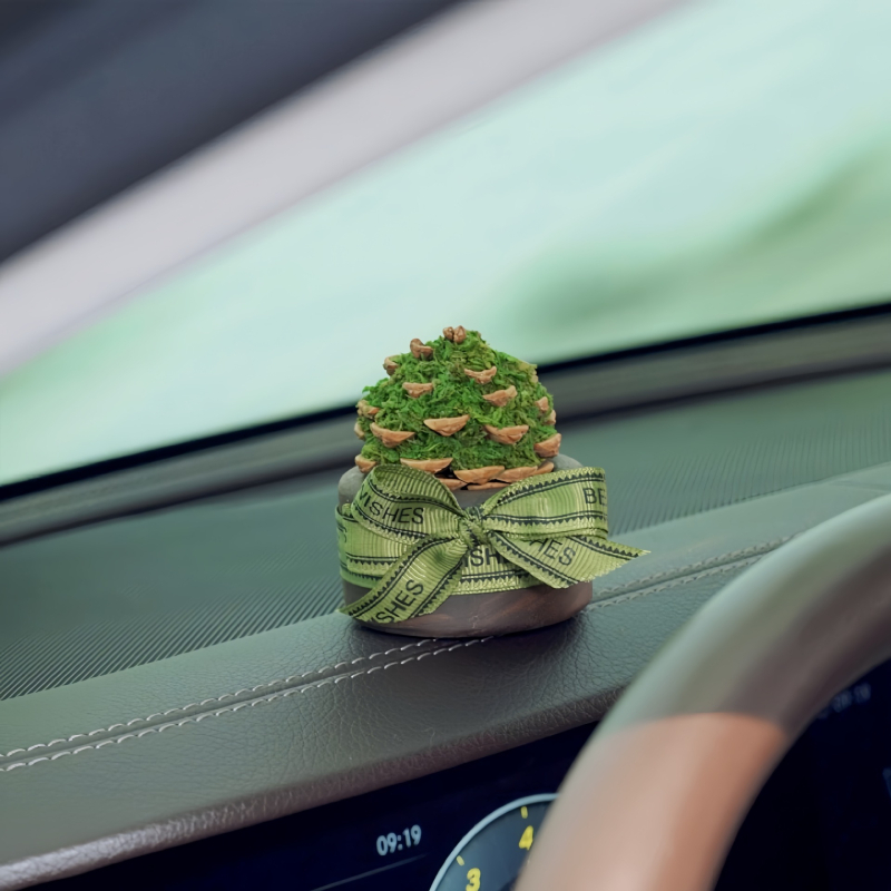 Ručno izrađena automobil aromaterapijska dekoracija s borovom šiškom, drveni držač parfema, dekor centra konzole, isparavanje 61–90 dana, rok trajanja 1 godina