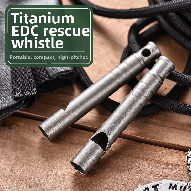 Pioneer EDC titanová jednotrubová píšťalka — vysoká hlasitosť pre outdoorové aktivity: kempovanie, turistika, beh a núdzové signály (10 g)