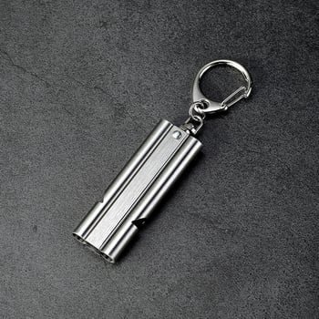 Σφυρίχτρα από ανοξείδωτο χάλυβα 304, διπλού σωλήνα, υψηλού ήχου, φορητή με κλιπ για κρέμασμα, κατάλληλη για εξωτερικές έκτακτες καταστάσεις και διαιτησία