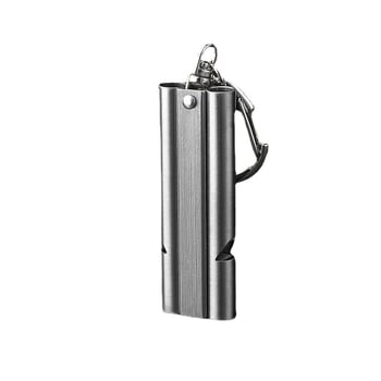 Σφυρίχτρα από ανοξείδωτο χάλυβα 304, διπλού σωλήνα, υψηλού ήχου, φορητή με κλιπ για κρέμασμα, κατάλληλη για εξωτερικές έκτακτες καταστάσεις και διαιτησία