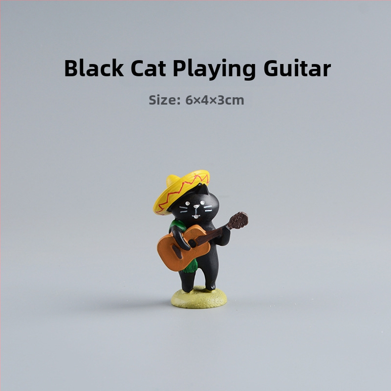 Smoleni ukras – mačka i pingvin na koncertu s glazbenim instrumentima – stolna dekoracija i unutarnje uređenje auta