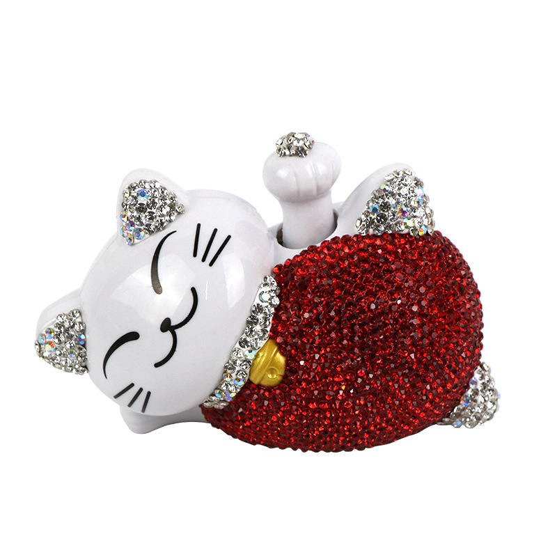 Fox auto dekor s Lucky Cat — ABS/Rhinestone, crtani stil, ukras za središnju konzolu