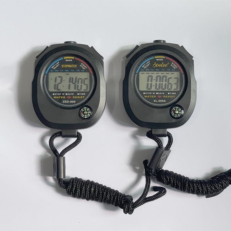 ABS anyagú elektronikus stopperóra, vízálló, szünet funkcióval, csúszásmentes, 50.6 g, futáshoz és edzéshez
