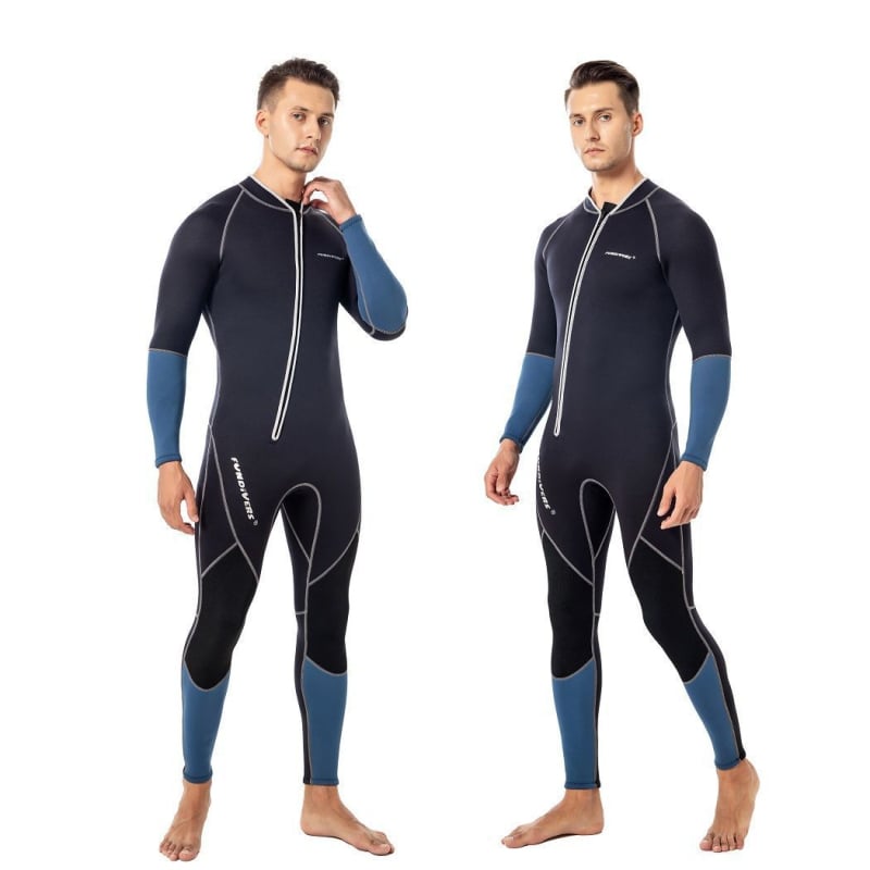 Fundivers 3 mm muški dugački neopren kombinezon s prednjim zatvaračem, održava toplinu za ronjenje i snorkeling