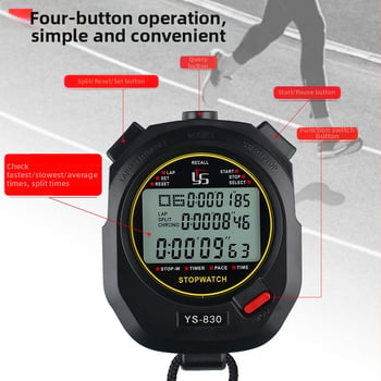 YS-810 elektronički štoper za sportski trening i trčanje, mjerenje intervala 10–100, način suca