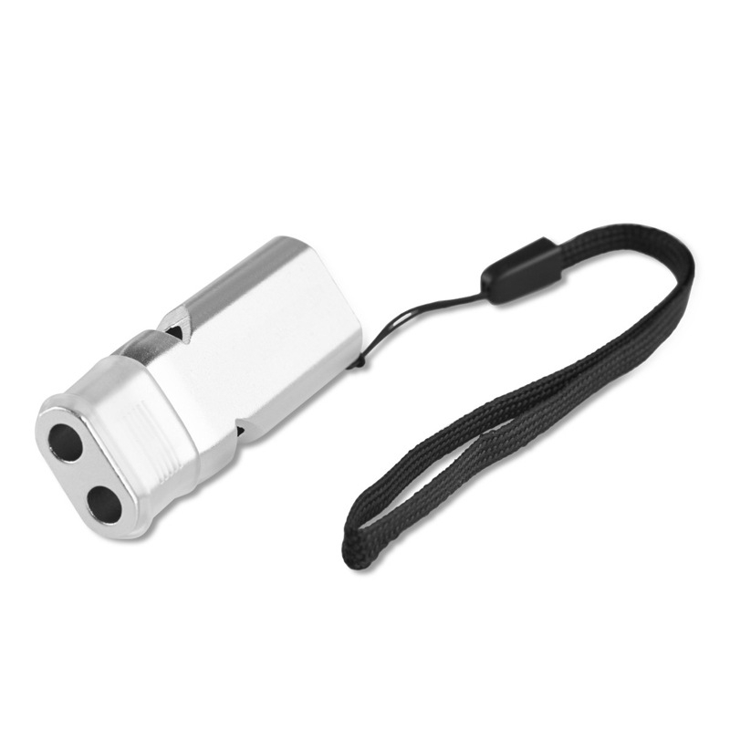 Pištaljka od aluminijske legure, dimenzija 59×21×11 mm, uz najlonsku privezicu za nošenje, za suce i sportove na otvorenom