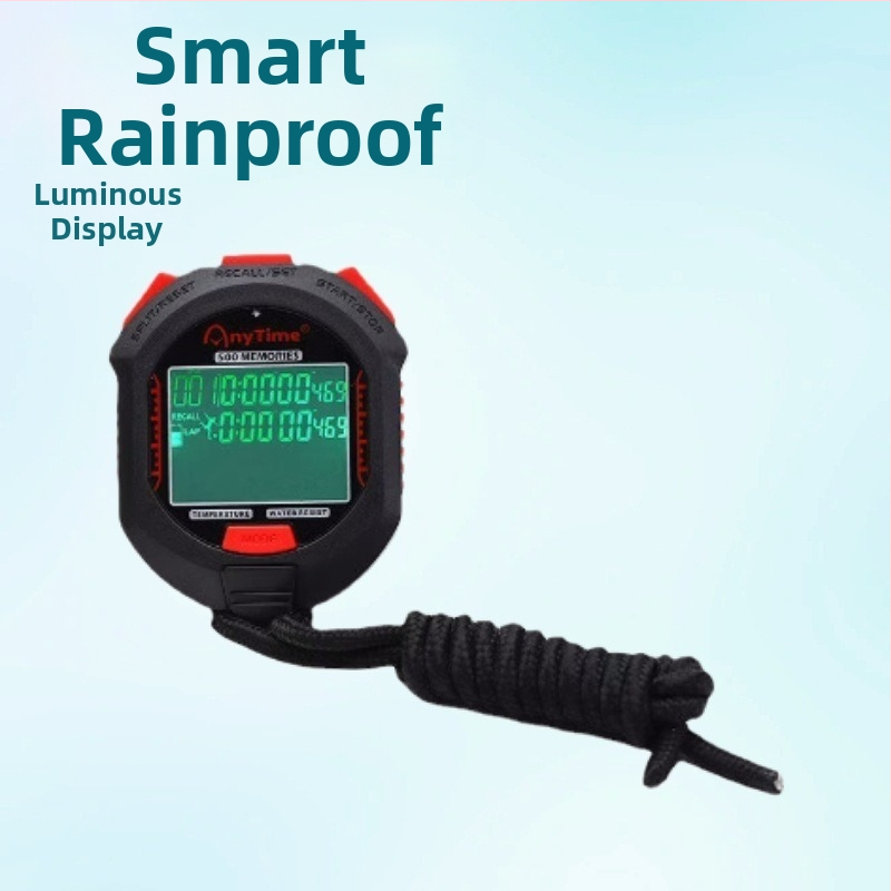 Elektronička štoperica, 500-kanalna, 301-funkcija mjerenja vremena za natjecanja i trening, zaslon s 2 reda, točnost 1/1000 s, vodootporan
