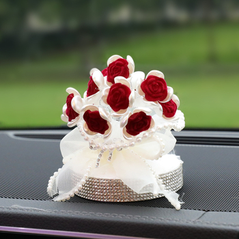 Διακόσμηση αυτοκινήτου με τεχνητό τριαντάφυλλο, διακοσμημένο με διαμάντια για άρωμα