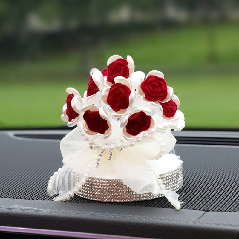 Διακόσμηση αυτοκινήτου με τεχνητό τριαντάφυλλο, διακοσμημένο με διαμάντια για άρωμα