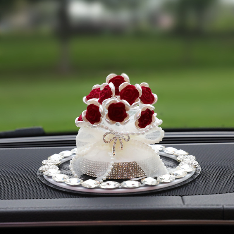 Διακόσμηση αυτοκινήτου με τεχνητό τριαντάφυλλο, διακοσμημένο με διαμάντια για άρωμα