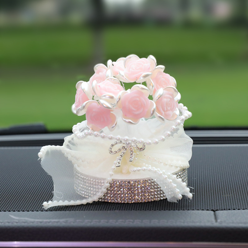 Διακόσμηση αυτοκινήτου με τεχνητό τριαντάφυλλο, διακοσμημένο με διαμάντια για άρωμα
